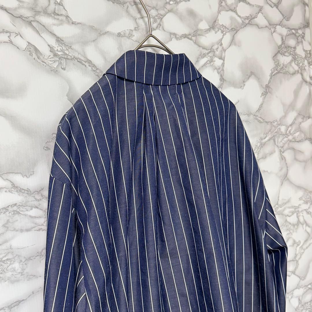 【アドーア】 ストライプ カジュアルシャツ Lサイズ