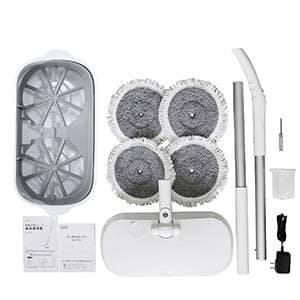 回転モップ フロアワイパー 水拭き LED照明付きコードレスクリーナー