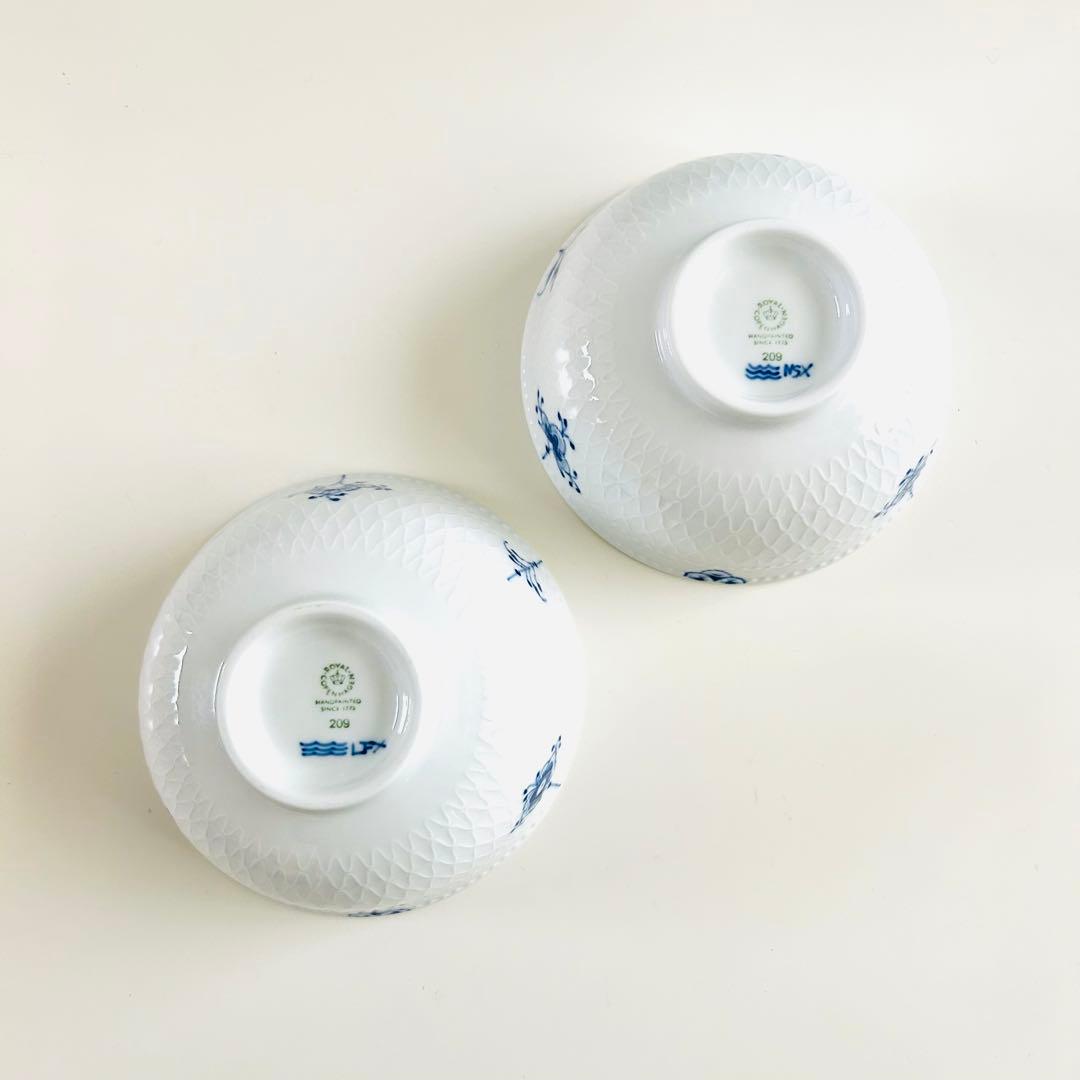 新品ロイヤルコペンハーゲン ブルーパルメッテブロッサム ライスボウルお茶碗セット