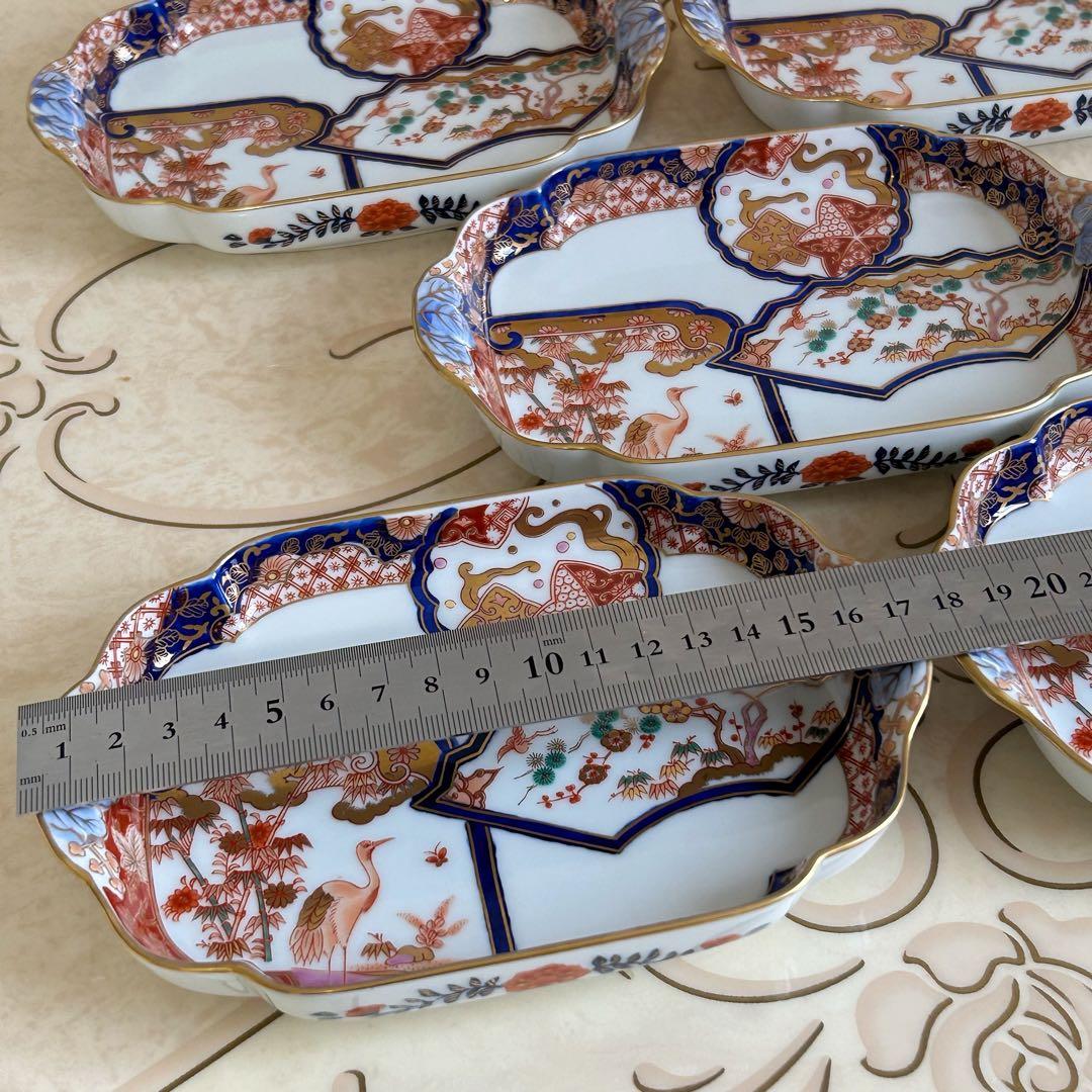 有田焼　賞美堂　其泉　松竹梅鶴絵　銘々皿揃　5枚セット　金彩古伊万里　色絵　和柄