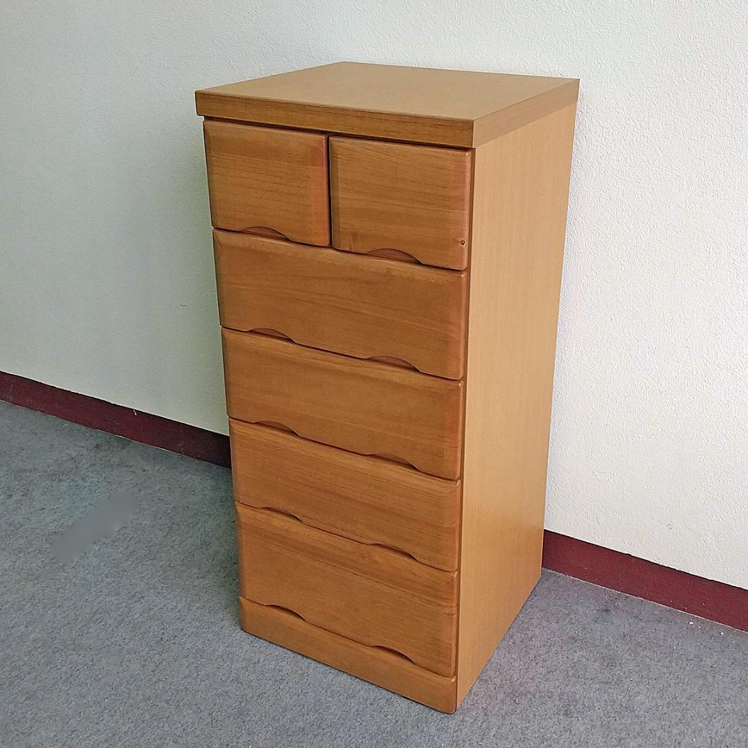 スリムチェスト　5段　幅45cm　日本製　天然木桐材　ナチュラル　すき間収納家具