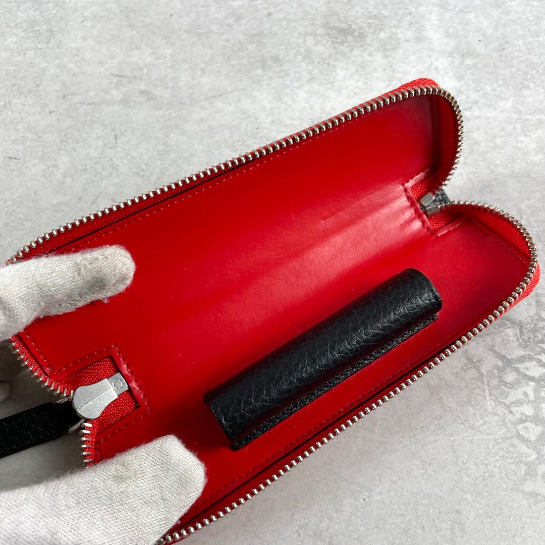 極美品✨ モンブラン ペンケース ファスナー ジップ レザー ブラック×レッド