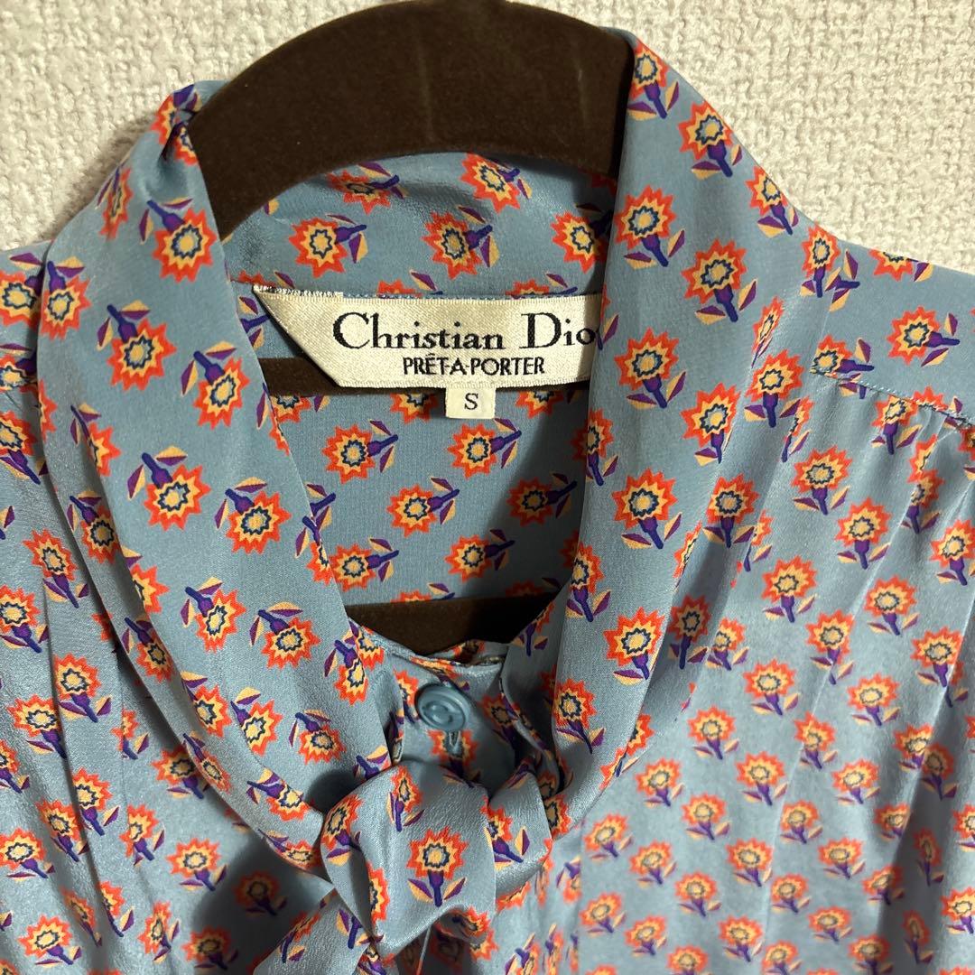Christian Dior 花柄リボン付きブラウス