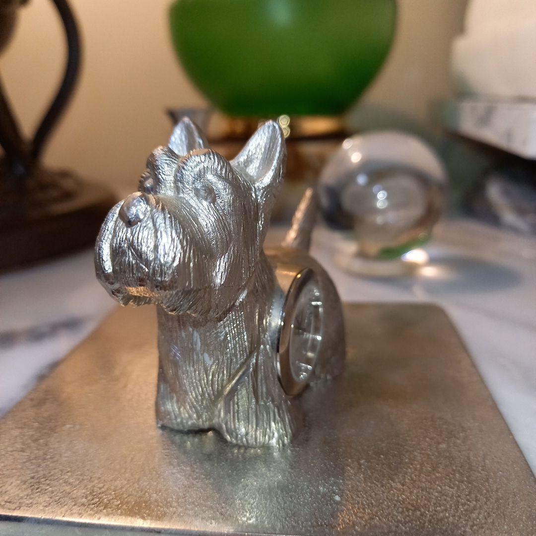 TIMEX　レア　置時計　スコティッシュテリア　ピューター　オブジェ　シルバー