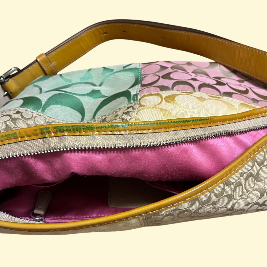 希少✨COACH コーチ パッチワーク マルチカラー Y2K ハンドバッグ