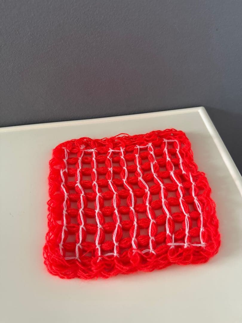 古着 ビンテージ 70s 鍵網 特殊網 グラニー ブランケット 敷物 希少 美品