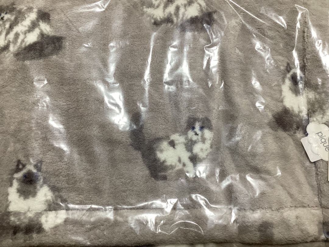 ジェラートピケ　Sleep CATプリント毛布　ラグドール　ブランケット　布団