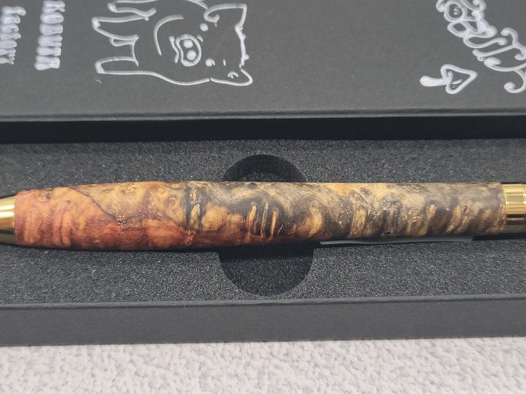 新品　こぶた工房　極上花梨瘤　トリコロール瘤　金金具　シャープペンシル0.5