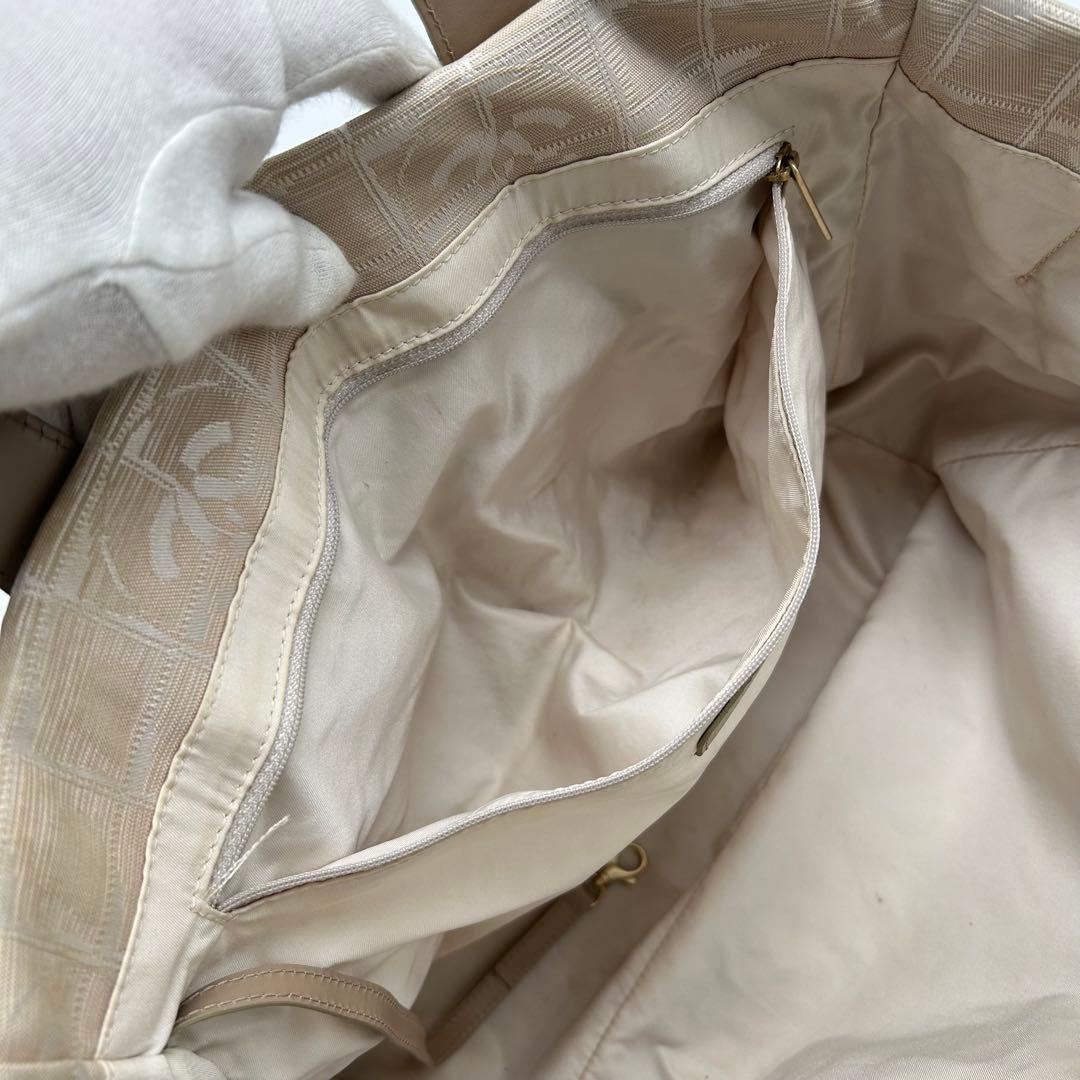 美品 シャネル ニュートラベルライン ハンドバッグ ココマーク ナイロン レザー