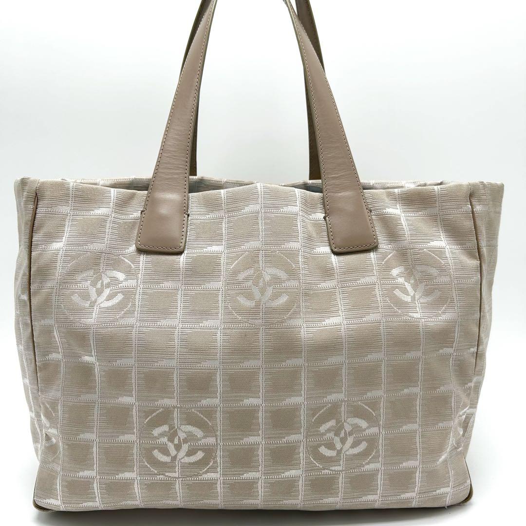 美品 シャネル ニュートラベルライン ハンドバッグ ココマーク ナイロン レザー