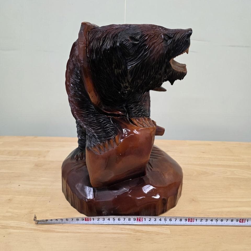 木製クマと魚の彫刻 大 堀井民芸 一刀彫 郷土玩具 農民美術