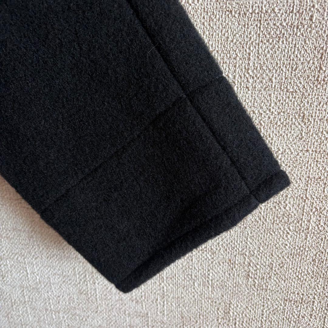 DANTON 【新品タグ付き】フード付きブラックウールコート 日本製 34