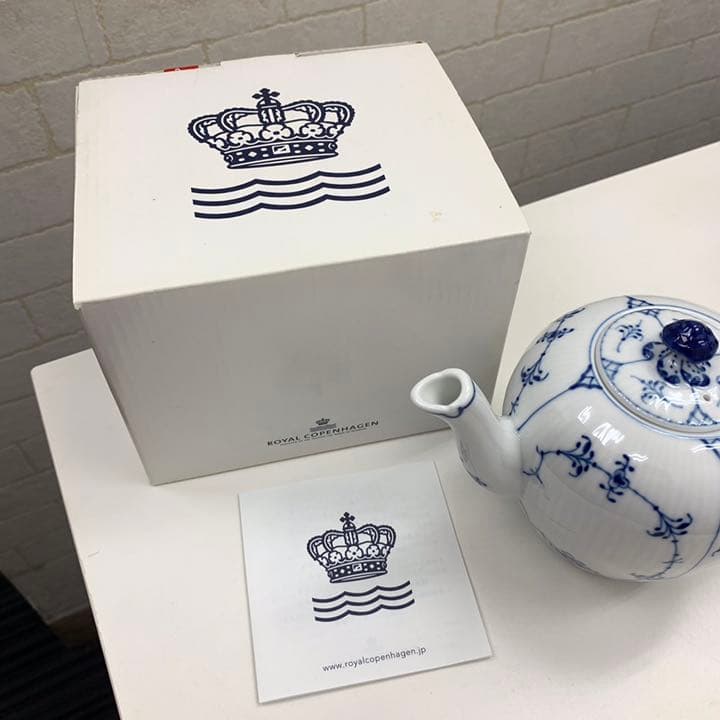 本物新品 ロイヤルコペンハーゲン ブルーフルーテッドプレイン　ミニティーポット