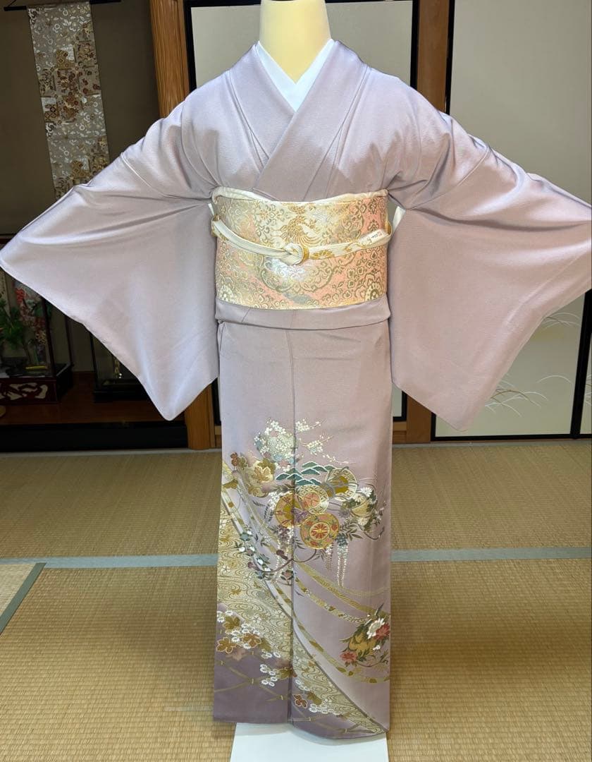 正絹豪華色留袖4点フルセット 色留袖　袋帯　帯締め帯揚げ