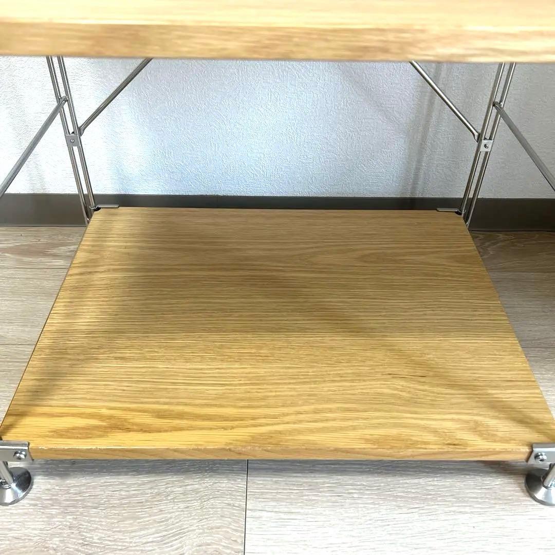 【土日限定値下げ】ステンレスユニットシェルフ　オーク材棚セット　小　無印