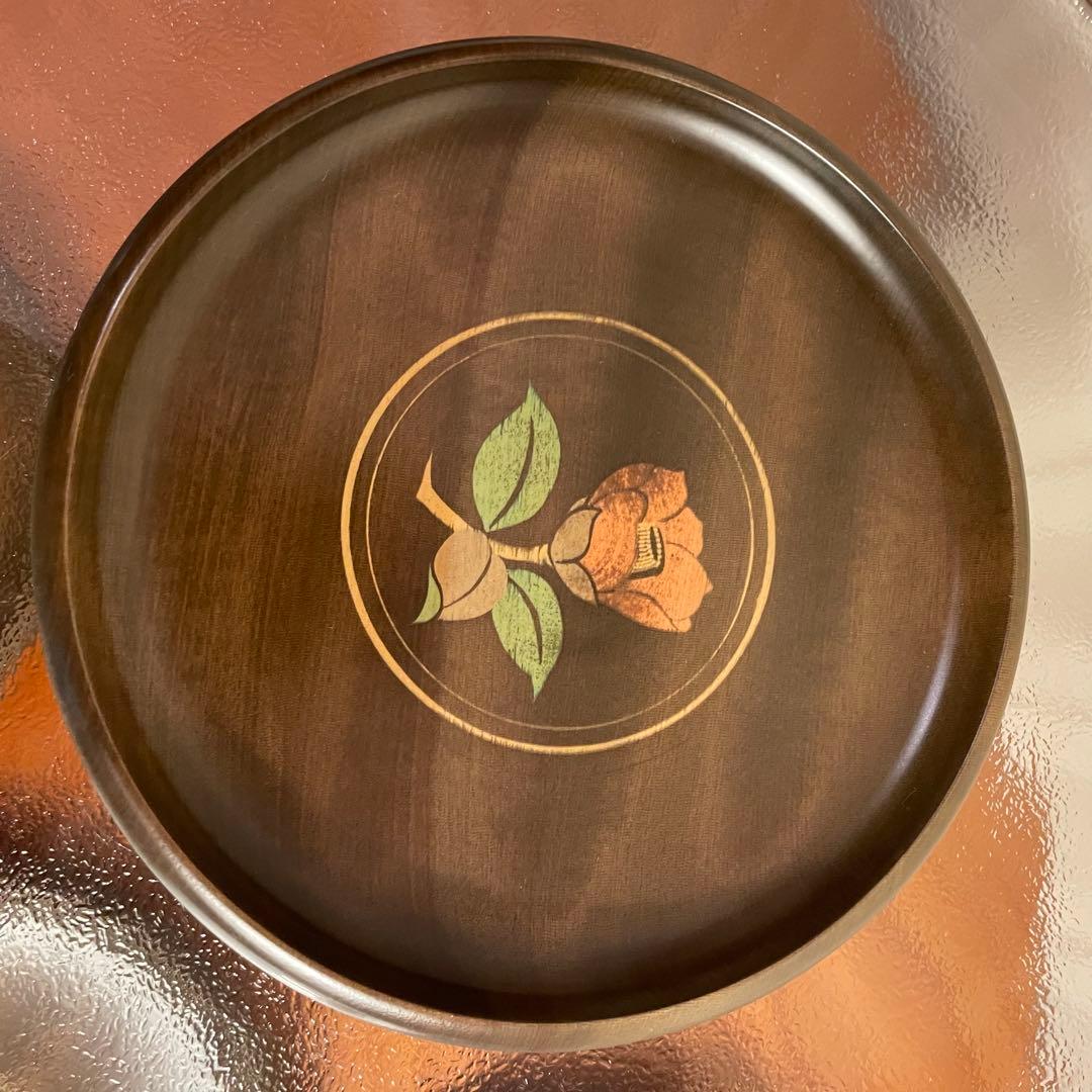 ✨美品✨薔薇柄 天然木(檜)製 皿 4個セット