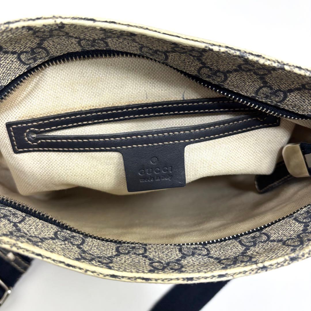 GUCCI グッチ GGスプリーム PVC × レザー ショルダーバッグ