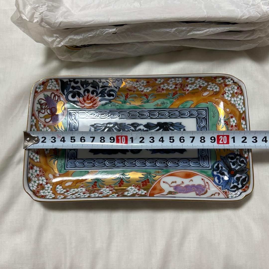 龍峰　角皿　長皿　5枚組　金彩