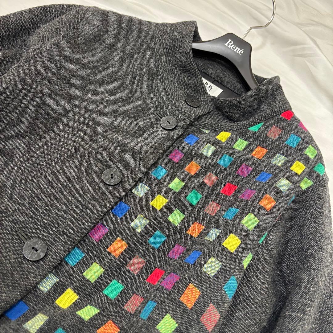 美品 慈雨 ウール コート 変形 ハーフコート 40サイズ