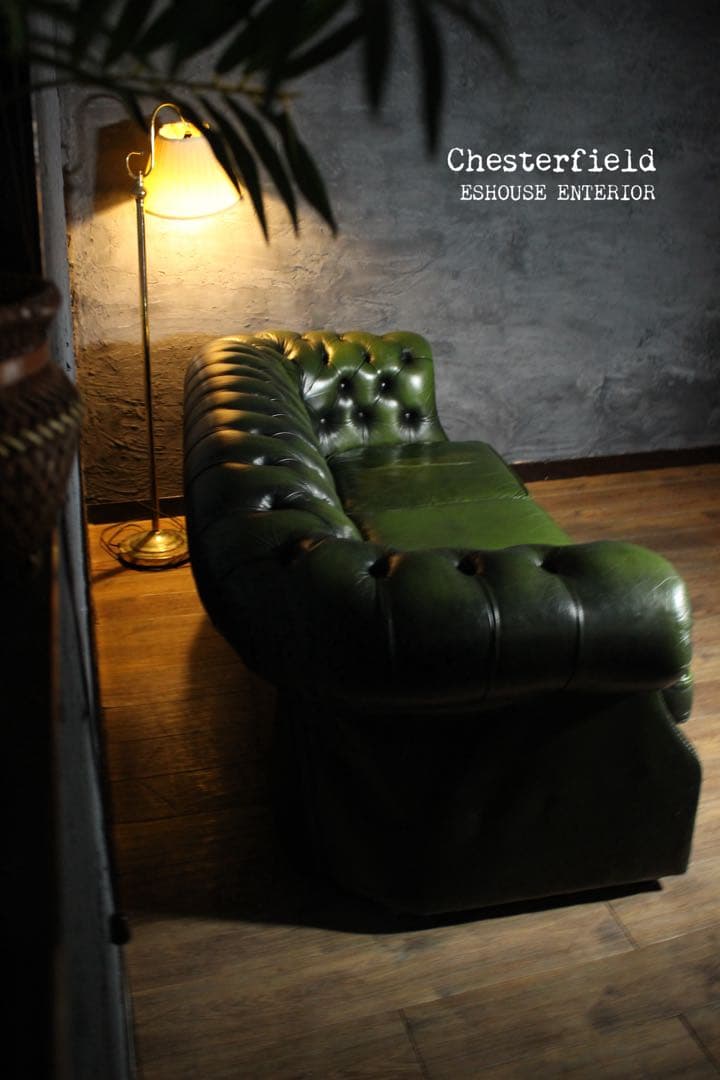 首都圏送無料〜英国チェスターフィールド 伝統キャスター式 総本革 輸入 ソファ