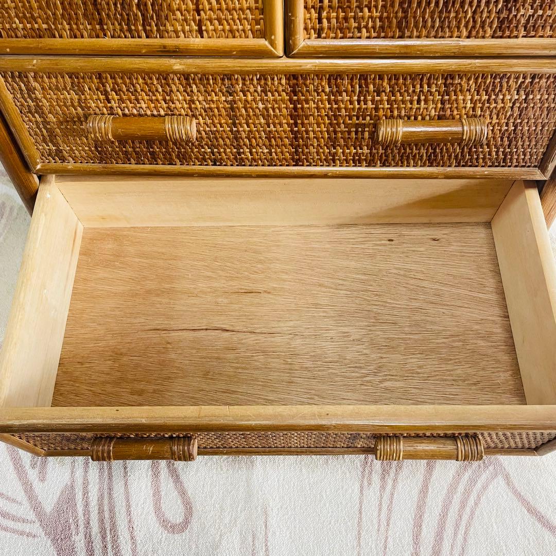 ラタン 4段チェスト 籐家具 洋服タンス レトロ