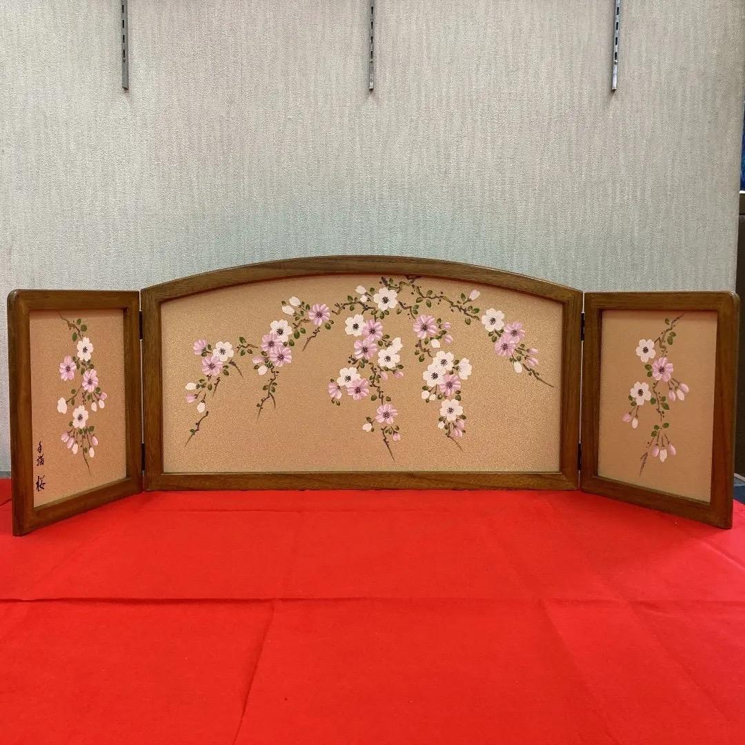 C4 高級桐三段　台と屏風のみ　巾90㎝位　雛三段飾り　雛人形台