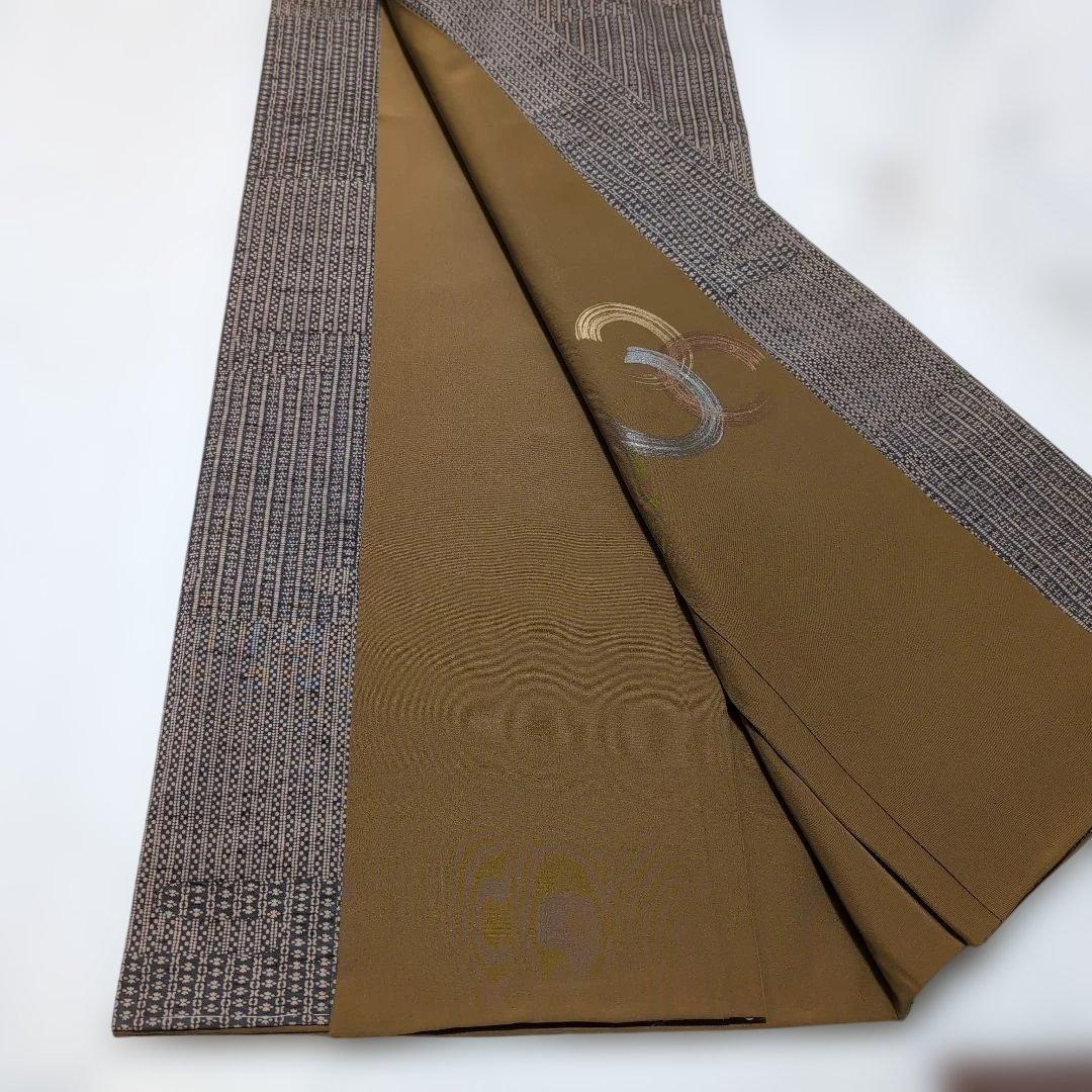 新品 未使用 正絹 袷 本場 ぜんまい紬 江戸小紋 トールサイズ 薄茶