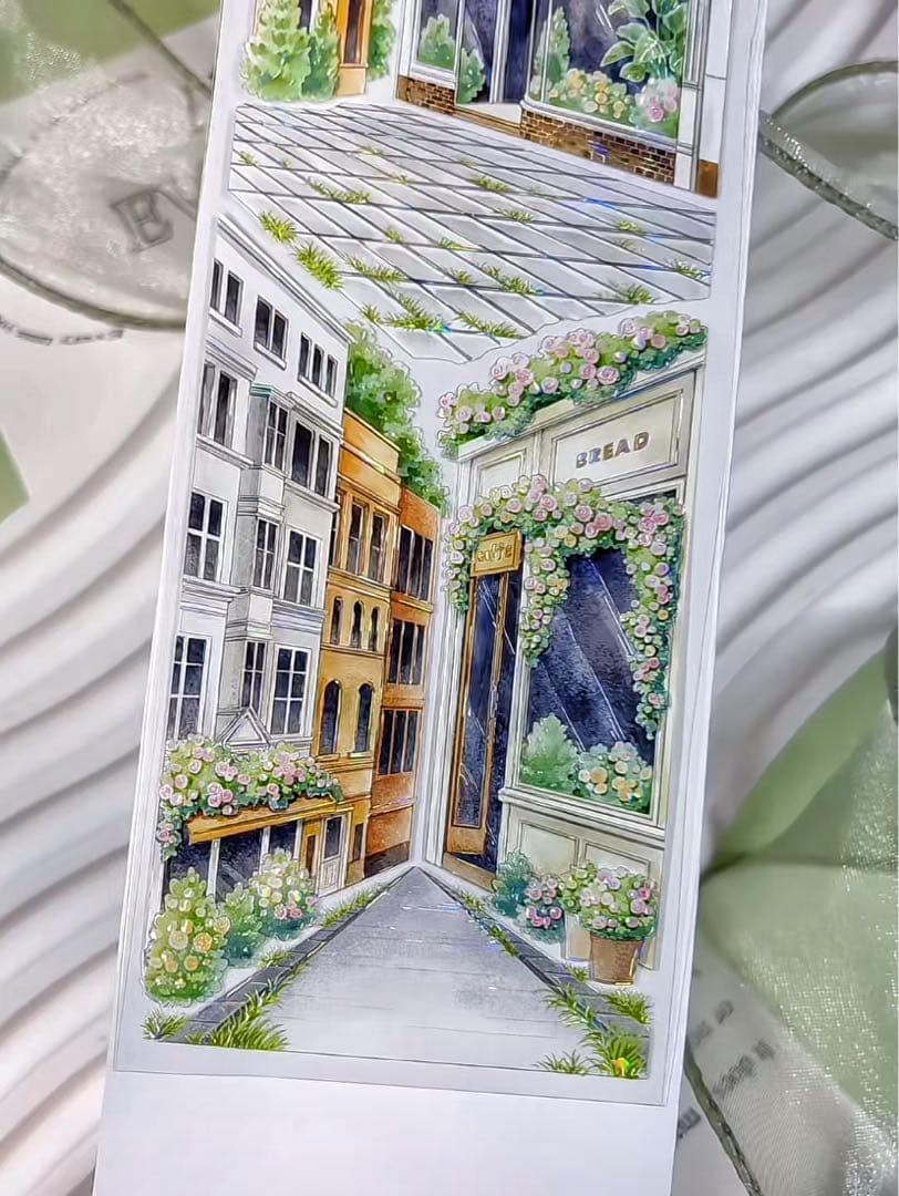 【9466】海外　マステ　3/5/巻　貝殻光マスキングテープ　街景色　装飾背景系