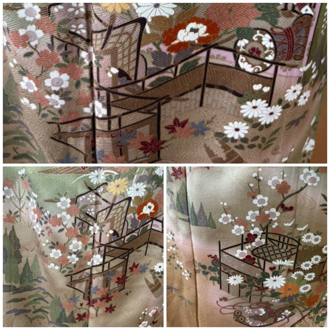 新春特別価格❗️3000円引き♦️4点フルセット　正絹訪問着　袋帯　帯揚げ　帯締め