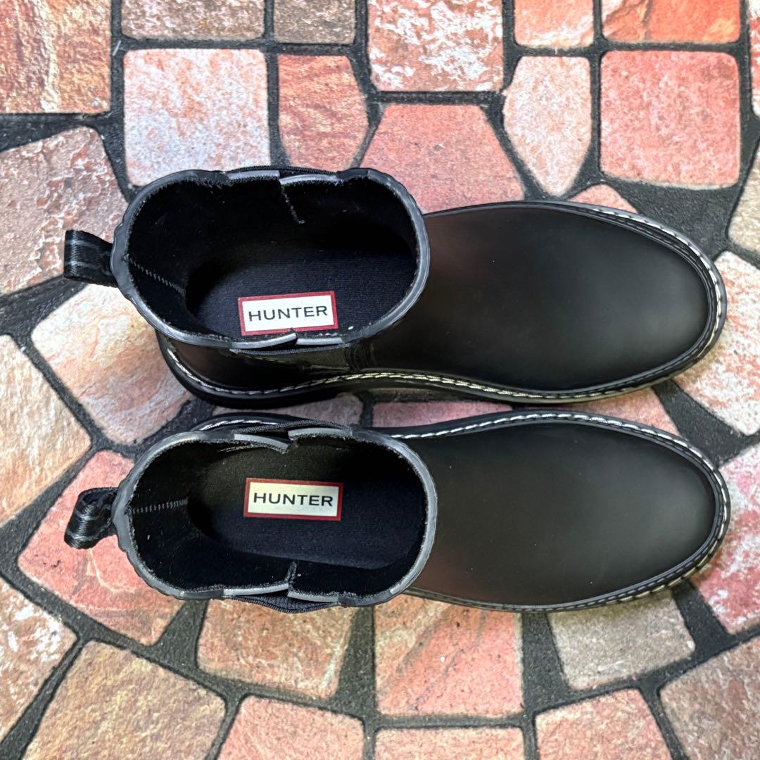 ほぼ新品 ハンター　ショートブーツ　厚底 レインブーツ　25cm ブラック　黒