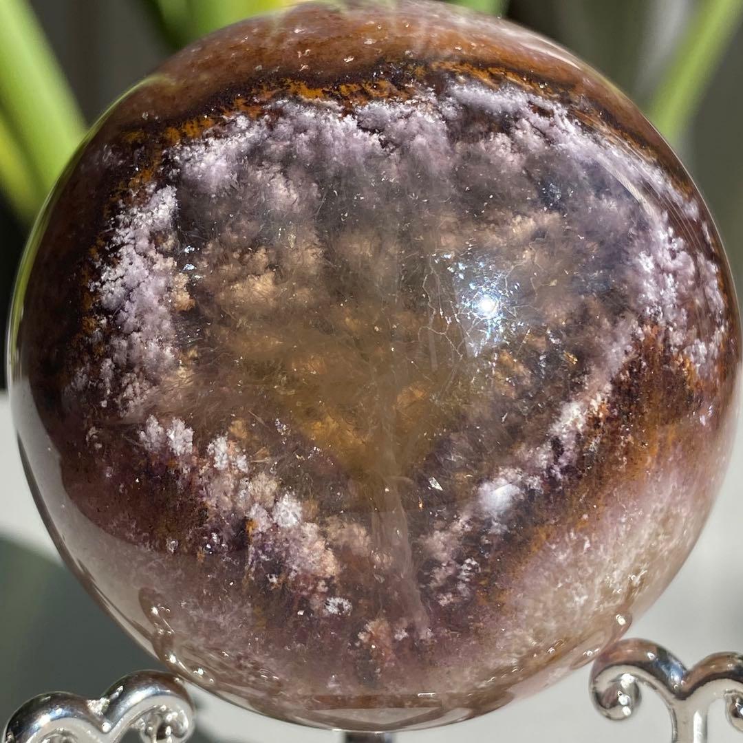 【 天然石　オーラライト 23 フローライト 共生 スフィア 丸玉 】