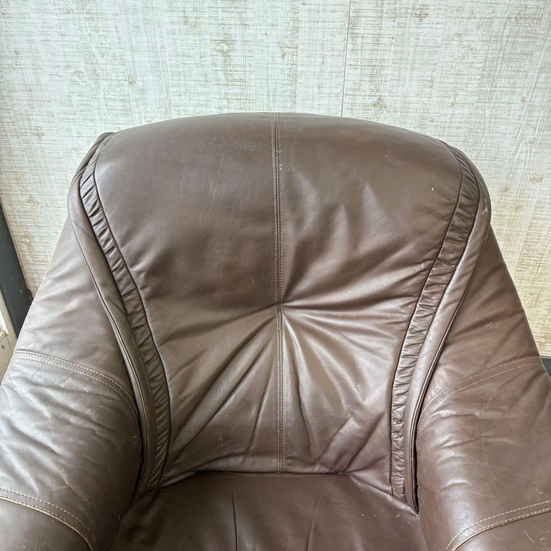 北欧レトロ オランダアンティーク オーク材 無垢材 レザーソファー アームチェア