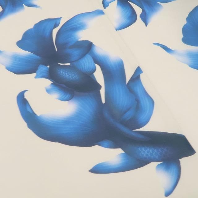 新品 撫松庵 おぼろ金魚 セオアルファ 洗える夏着物 仕付け糸付 浴衣 6215