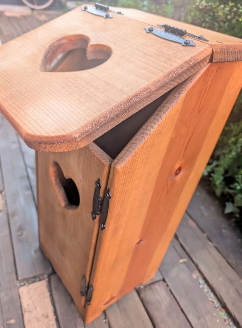 木製　ハート切り抜き　ダストボックス　収納ボックス　ごみ箱　アメリカン雑貨