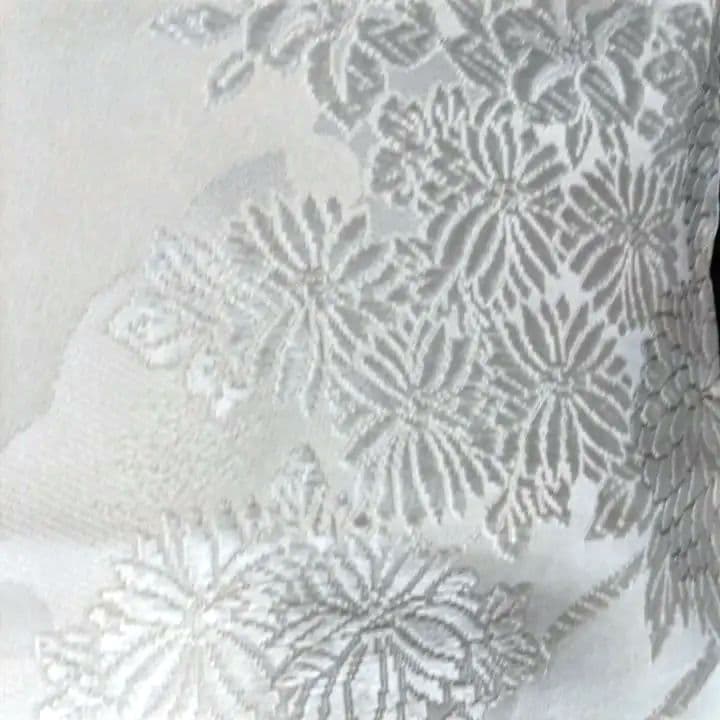 白無垢 緞子地 源氏車 鶴 扇子花々と草木K