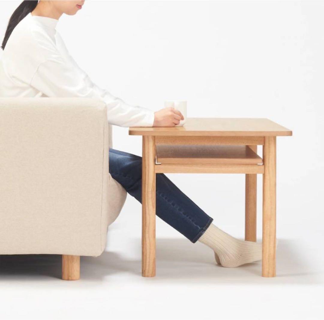 ■送料込■無印良品 木製ミドルテーブル オーク材 ローテーブル センター机