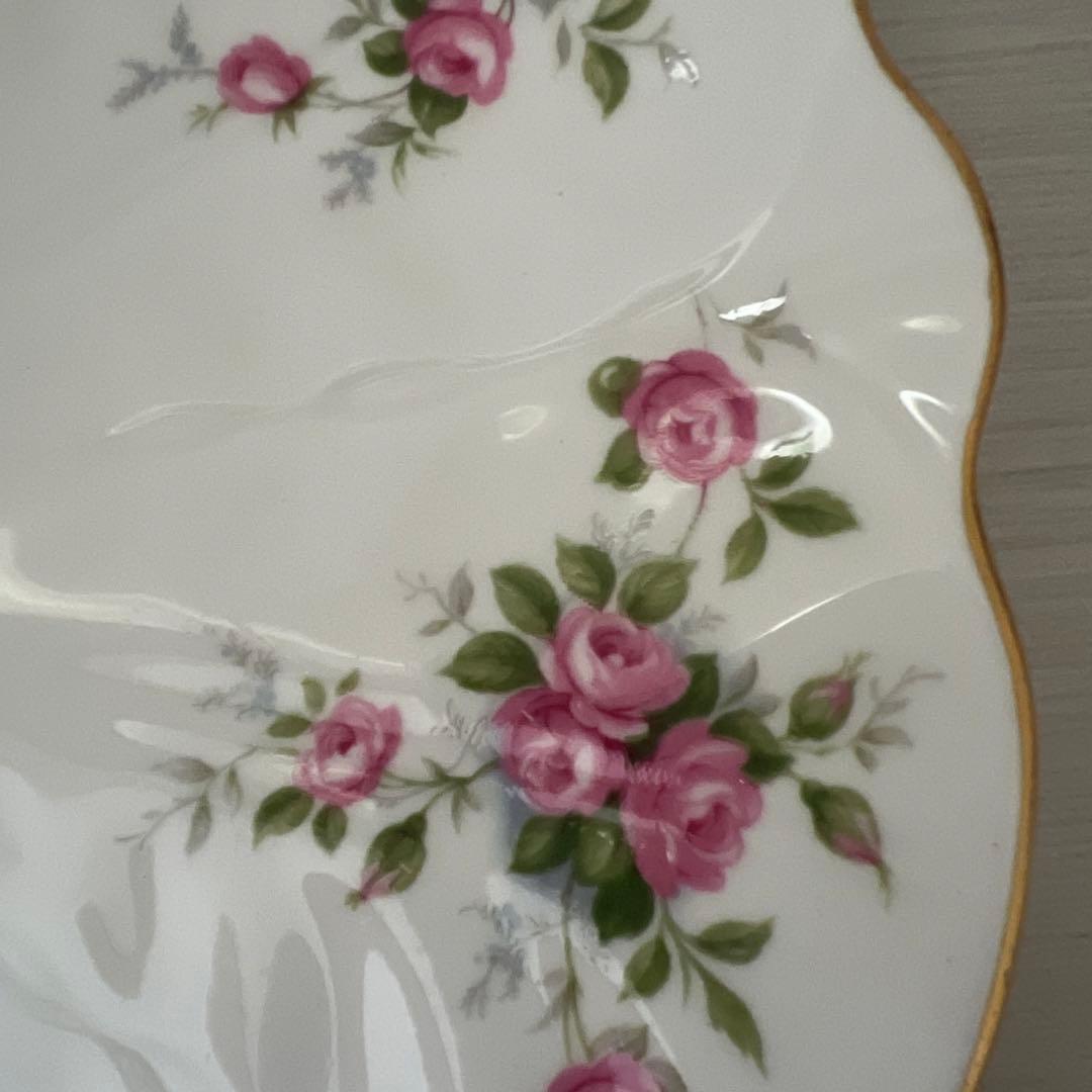 英国アンティーク エインズレイ グロットローズ 皿 ピンク　バラ　２２cm 美品