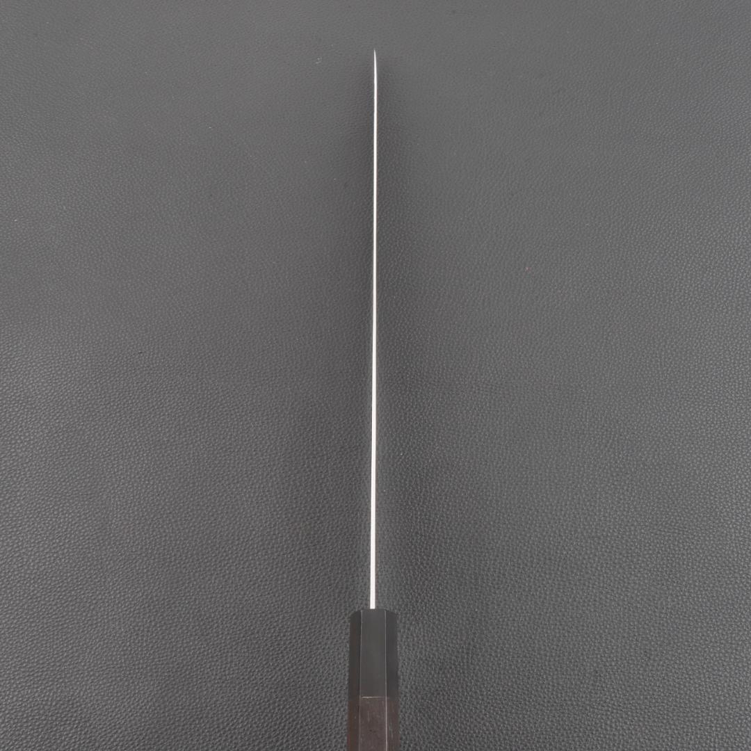 11111フグ引 柳刃包丁 尺寸 鏡面仕上げ 刃は究極の切れ味 黒檀黒水牛八角柄