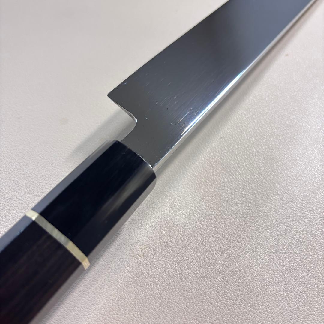 【鞘付き】 270mm柳刃包丁 鏡面　黒檀水牛八角柄 全鋼 和包丁'•