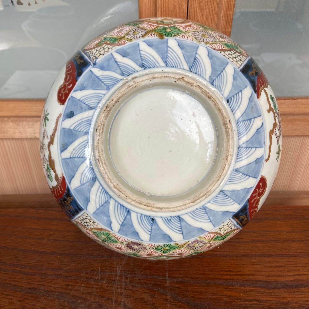 色絵古伊万里金彩牡丹瑞雲四方割文鉢