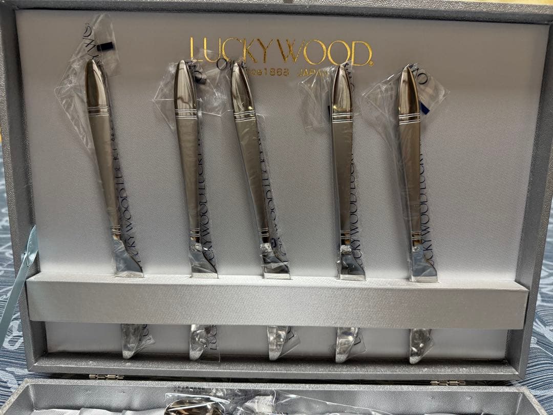 【新品・暗室保管・ケース美品！】LUCKY WOOD カラトリー 5種類x5本