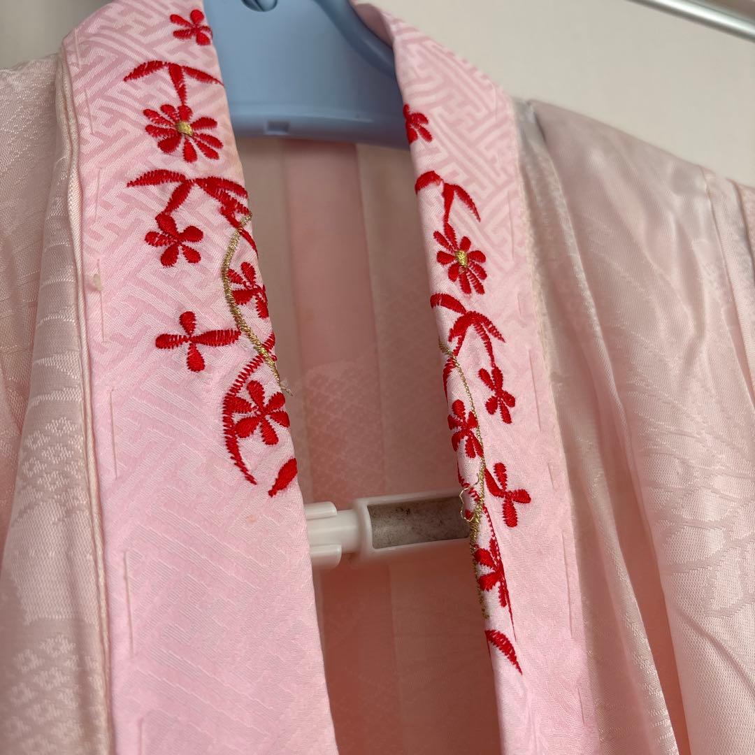 レトロ　総柄　正絹　七五三着物　3歳　女の子　被覆　襦袢付き　3点セット