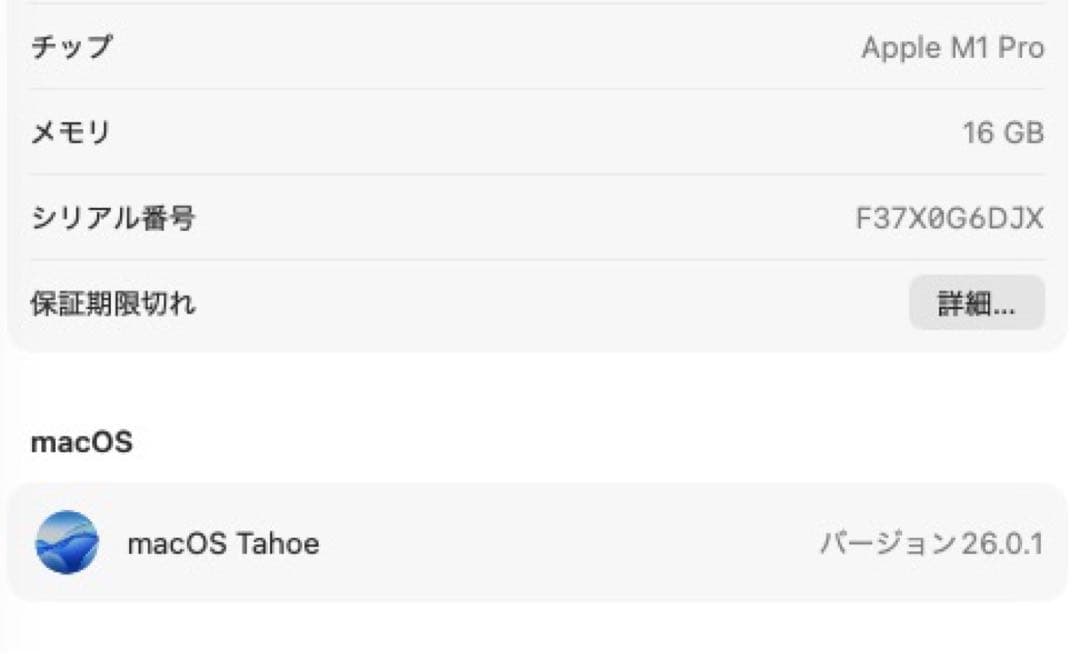 【ジャンク】MacBook Pro M1 16GB