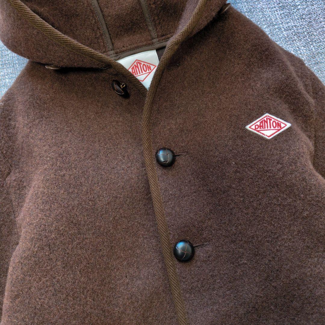 ダントン　未使用　ウールモッサフードショートコート　ブラウン