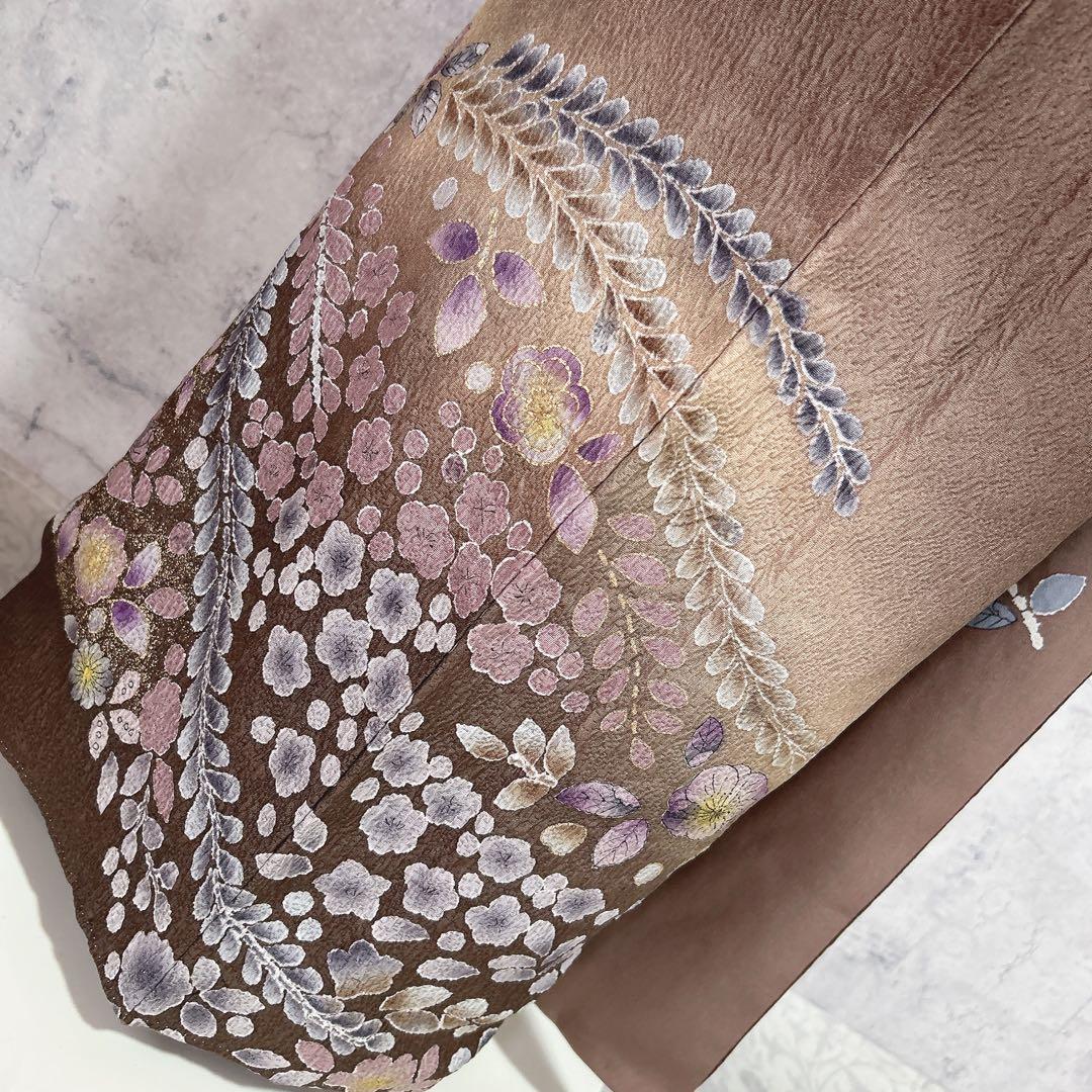 おまとめ割　訪問着フルセット　着物　正絹　辻ヶ花　ベージュ　ブラウン　大人可愛い