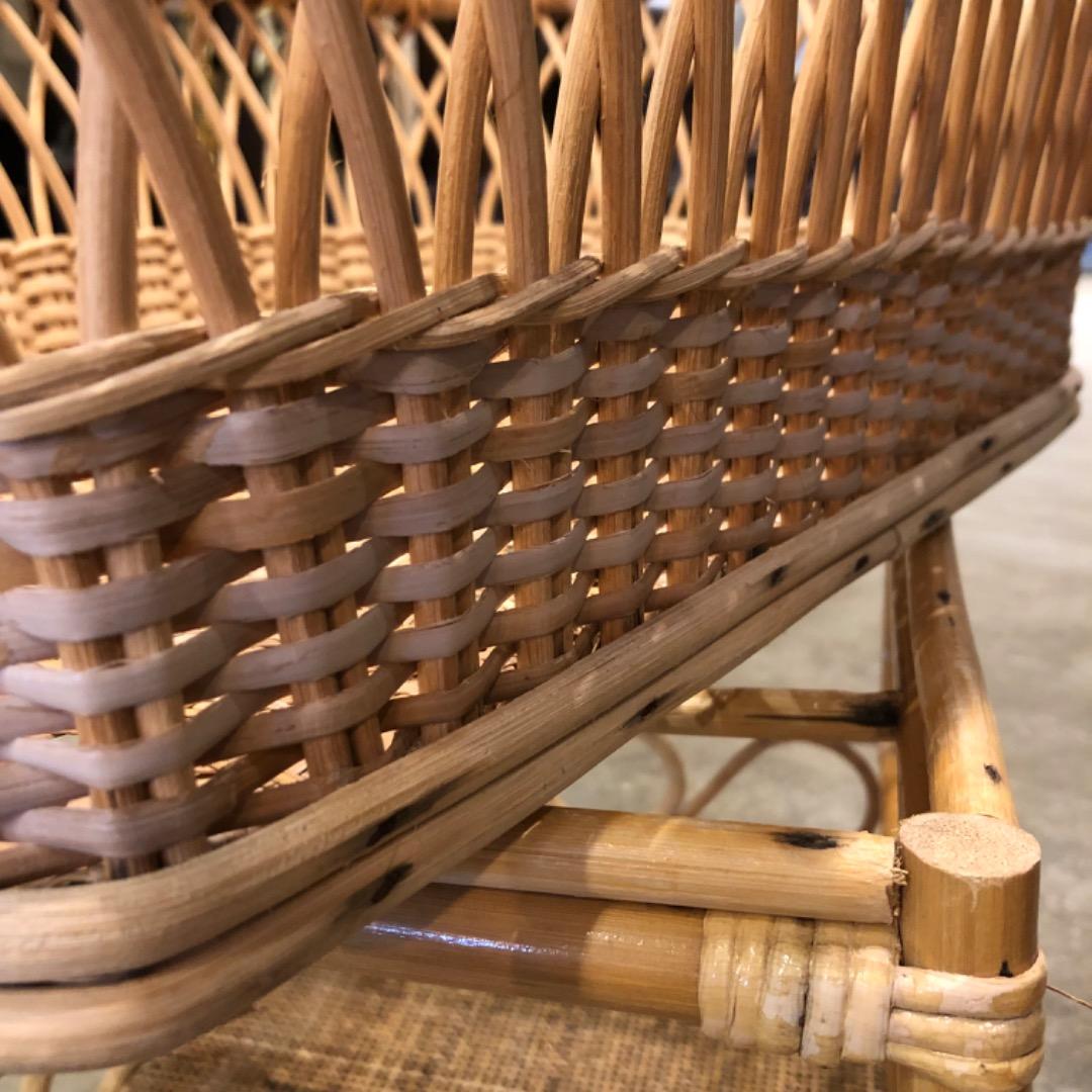 アンティーク　取り外し可能　脱衣カゴ　ラタン　2段　収納　バスケット　レトロ