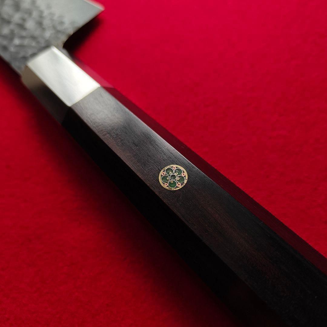 新品　鍛造VG10 黒染め　切り付け牛刀　包丁　黒檀　八角柄
