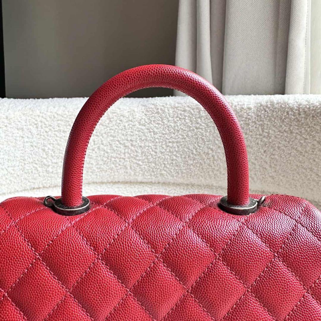 CHANEL シャネル ココハンドル キャビアスキン 赤24 xs