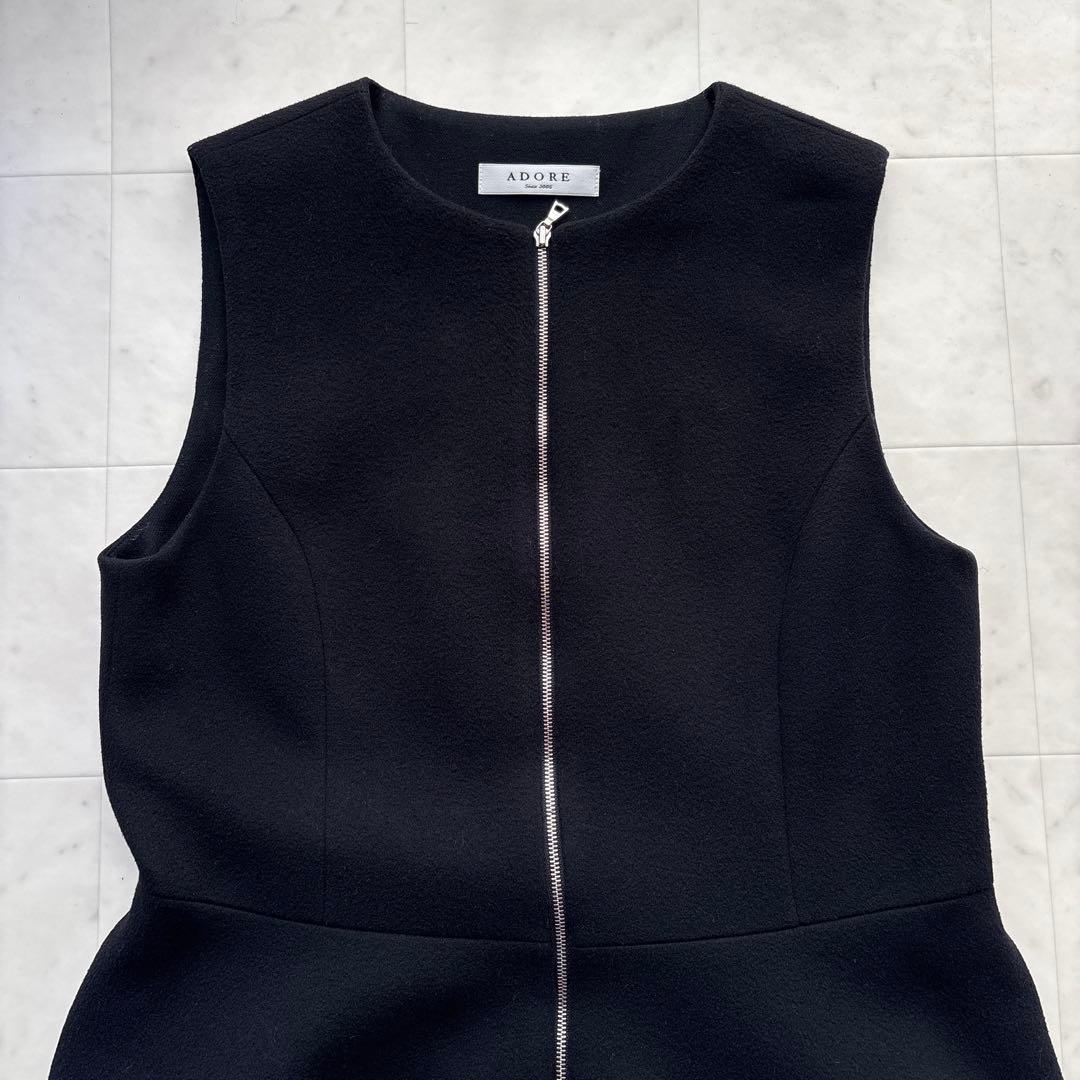 アドーア ウール ジャンパースカート 黒 ブラック 38サイズ Aライン