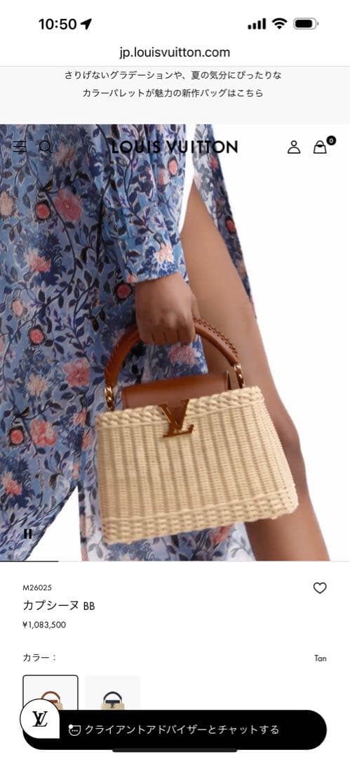 もこ　ルイヴィトン カプシーヌ BB ラタン　カゴバッグ